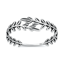 Load image into Gallery viewer, Sterling Silver Oxidized And Polished Olive Branch Ring