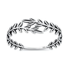 Sterling Silver Oxidized And Polished Olive Branch Ring