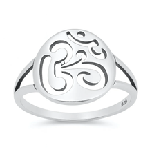 Load image into Gallery viewer, Sterling Silver Oxidized And Polished Om Symbol Ring