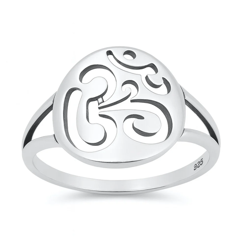 Sterling Silver Oxidized And Polished Om Symbol Ring