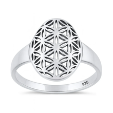 Load image into Gallery viewer, Sterling Silver Oxidized And High Polish Flower Of Life Ring