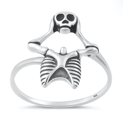 Sterling Silver Oxidized And Polished Skeleton Ring