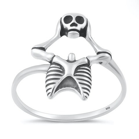 Sterling Silver Oxidized And Polished Skeleton Ring