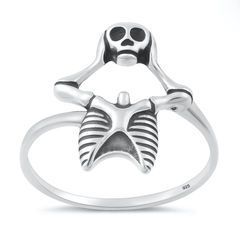 Sterling Silver Oxidized And Polished Skeleton Ring