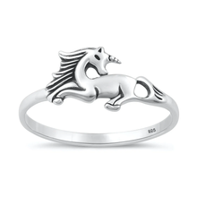 Load image into Gallery viewer, Sterling Silver Oxidized And Polished Unicorn Ring