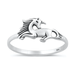 Sterling Silver Oxidized And Polished Unicorn Ring
