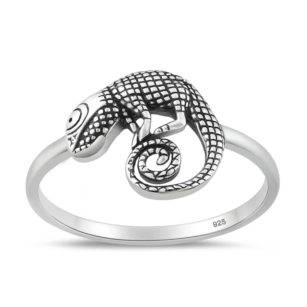Sterling Silver Oxidized And Polished Chameleon Ring