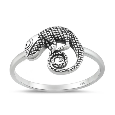 Sterling Silver Oxidized And Polished Chameleon Ring