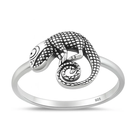 Sterling Silver Oxidized And Polished Chameleon Ring