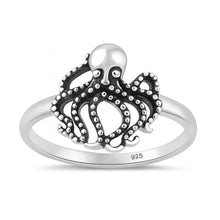 Load image into Gallery viewer, Sterling Silver Oxidized And Polished 13.1mm Octopus Ring