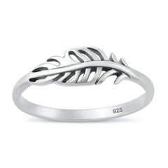 Sterling Silver Oxidized And Polished Feather Ring