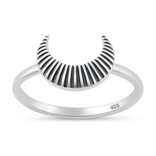 Load image into Gallery viewer, Sterling Silver Oxidized And Polished Crescent Moon Ring
