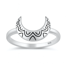 Load image into Gallery viewer, Sterling Silver Oxidized And Polished 9.1mm Crescent Moon Ring