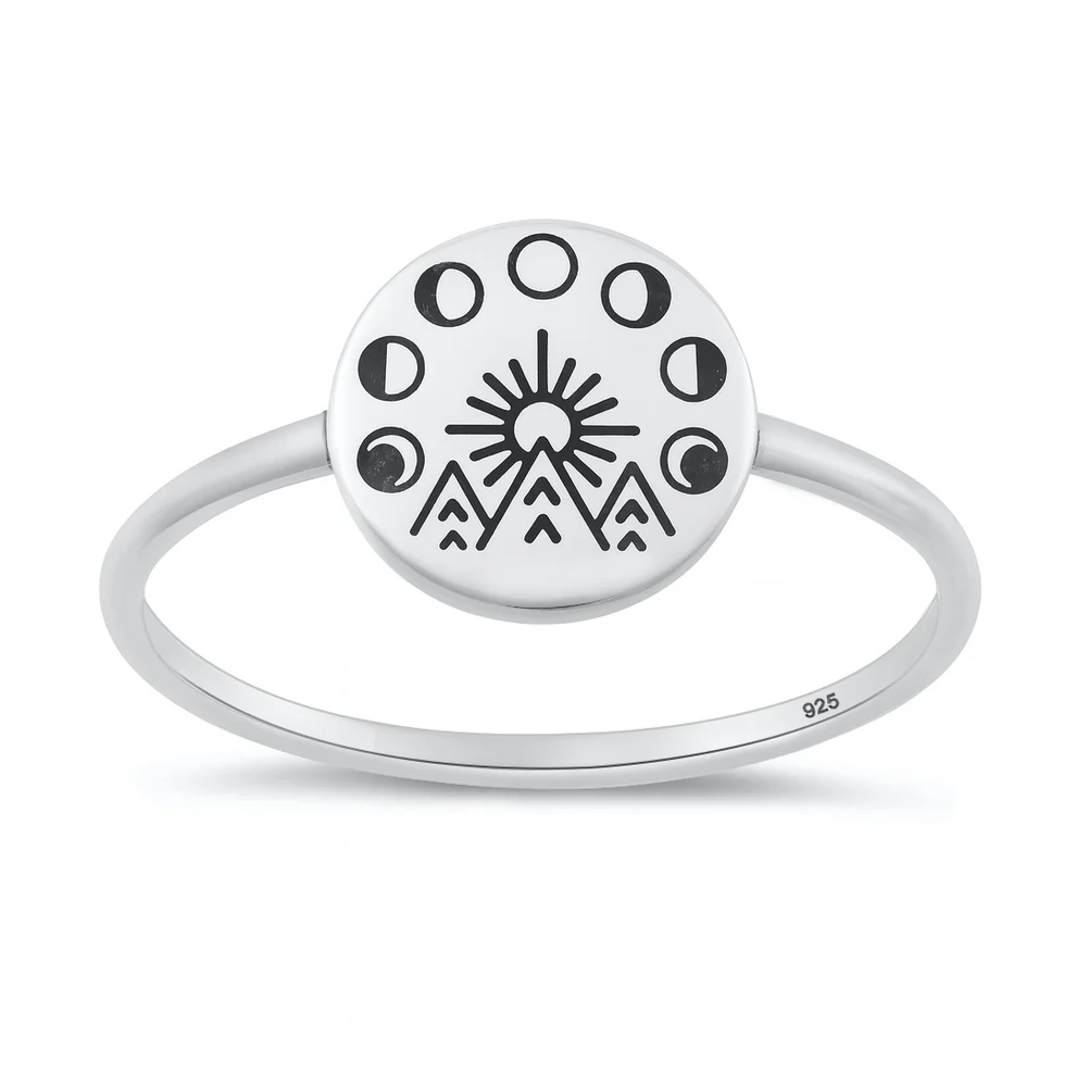 Sterling Silver Oxidized And Polished Celestial Ring