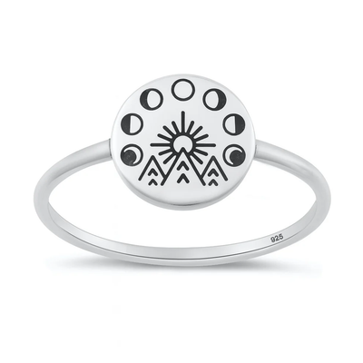 Sterling Silver Oxidized And Polished Celestial Ring