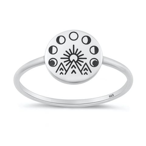 Sterling Silver Oxidized And Polished Celestial Ring
