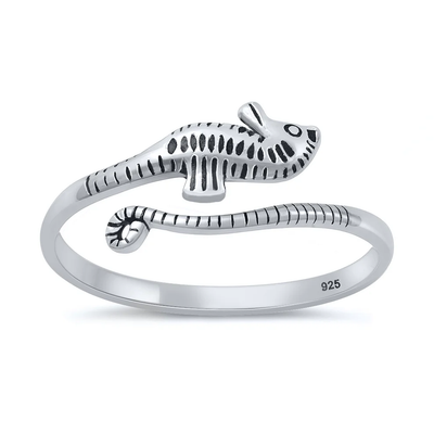 Sterling Silver Oxidized And Polished Seahorse Ring