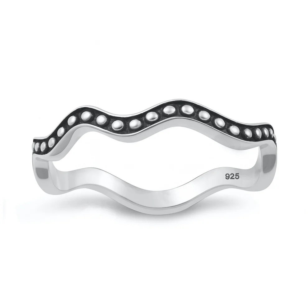 Sterling Silver Oxidized And Polished Wavy Ring