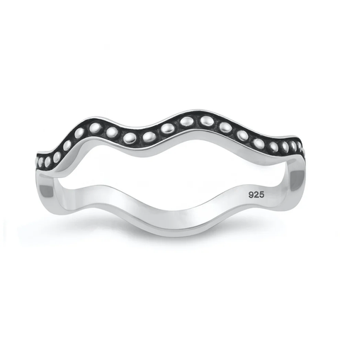 Sterling Silver Oxidized And Polished Wavy Ring