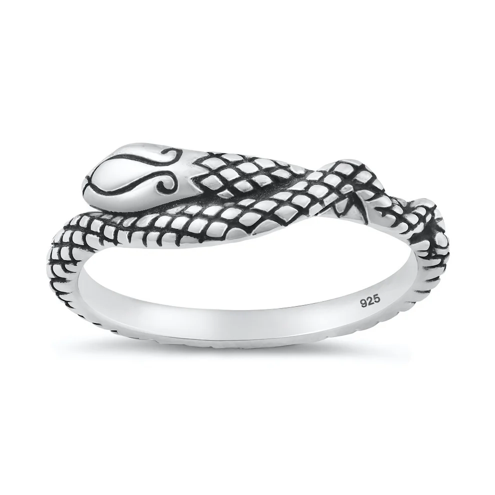 Sterling Silver Oxidized And Polished Snake Ring