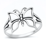 Sterling Silver Oxidized And Polished Butterfly Ring
