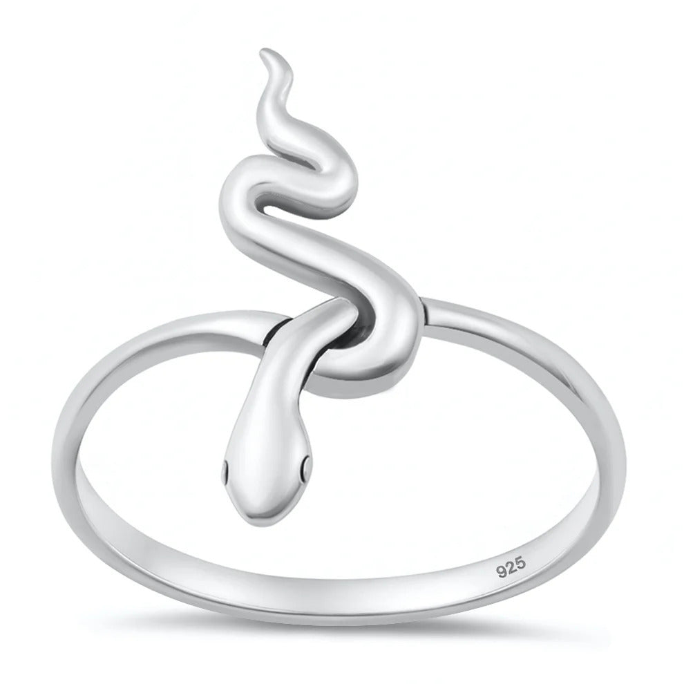Sterling Silver Oxidized And Polished 22.6mm Snake Ring