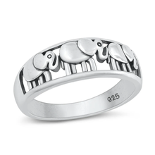 Load image into Gallery viewer, Sterling Silver Oxidized Three Elephants Ring