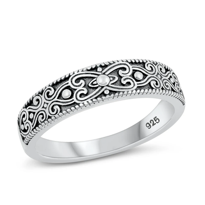 Sterling Silver Oxidized Bali Ring