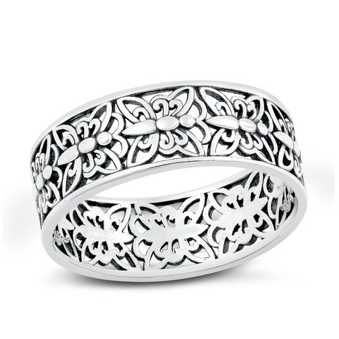 Sterling Silver Oxidized Butterflies Ring