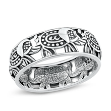 Load image into Gallery viewer, Sterling Silver Oxidized Elephants Ring