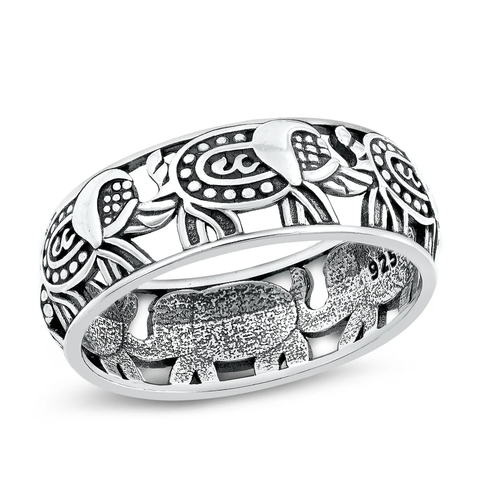 Sterling Silver Oxidized Elephants Ring