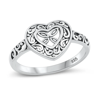 Sterling Silver Oxidized Heart Ring