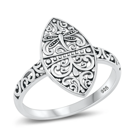 Sterling Silver Oxidized Dragonfly Ring