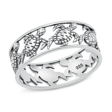 Load image into Gallery viewer, Sterling Silver Oxidized Turtles Ring