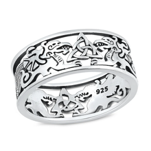 Load image into Gallery viewer, Sterling Silver Oxidized And High Polished Celtic Triquetra And Dragons Ring