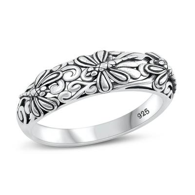 Sterling Silver Oxidized Dragonflies Ring