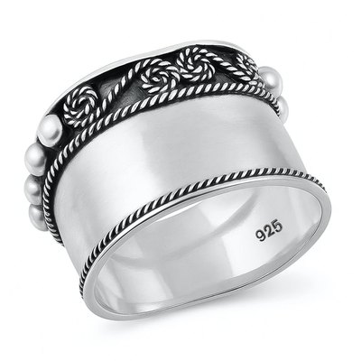 Sterling Silver Oxidize Bali Ring