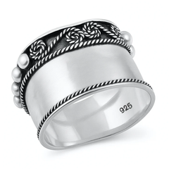 Sterling Silver Oxidize Bali Ring