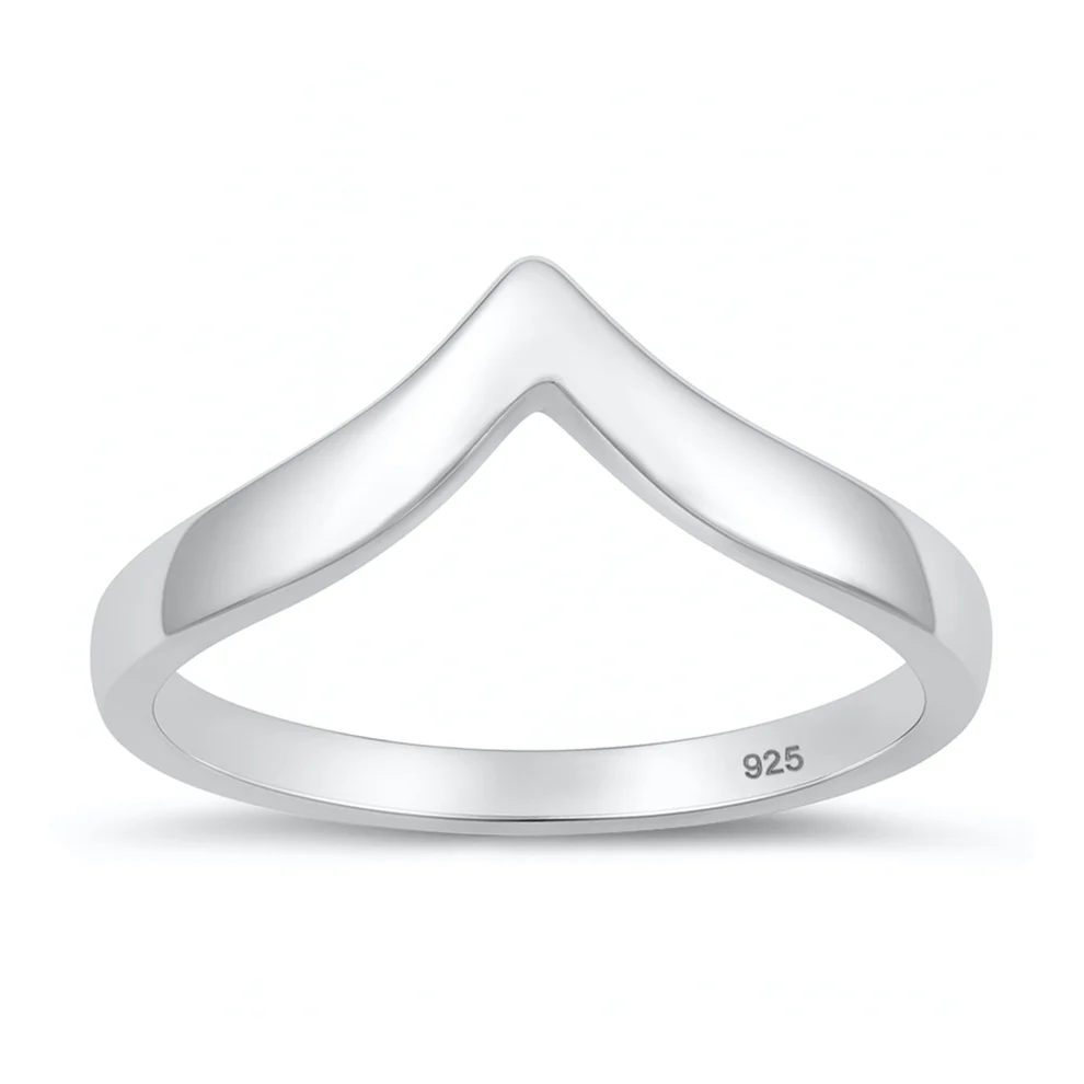Sterling Silver Oxidized And Polished V Shape Ring