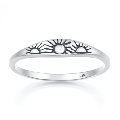 Sterling Silver Oxidized And Polished Suns Ring