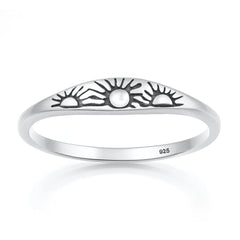 Sterling Silver Oxidized And Polished Suns Ring