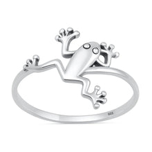 Load image into Gallery viewer, Sterling Silver Oxidized And Polished 15mm Frog Ring