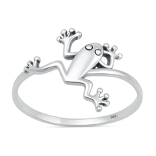 Load image into Gallery viewer, Sterling Silver Oxidized And Polished Frog Ring