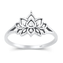 Load image into Gallery viewer, Sterling Silver Oxidized And Polished 11mm Lotus Ring