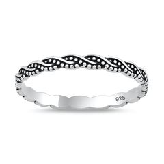 Sterling Silver Oxidized And Polished Braided Band Ring