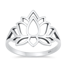 Load image into Gallery viewer, Sterling Silver Oxidized And Polished 15mm Lotus Ring