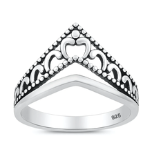 Load image into Gallery viewer, Sterling Silver Oxidized And Polished V Shaped Ring