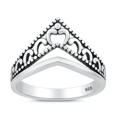 Sterling Silver Oxidized And Polished V Shaped Ring