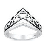 Sterling Silver Oxidized And Polished V Shaped Ring