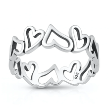 Load image into Gallery viewer, Sterling Silver Oxidized And Polished Open Hearts Band Ring